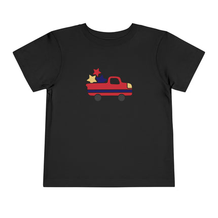 Patriotic Striped Pickup Truck Toddler Tee | Stars Graphic