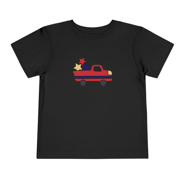 Patriotic Striped Pickup Truck Toddler Tee | Stars Graphic