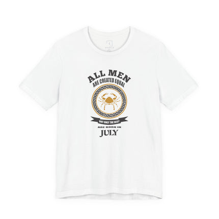 All Men Are Created Equal July Birthday Tee | Zodiac Cancer Emblem