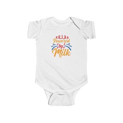 Infant Bodysuit - "Powered by Milk" Cute Baby Onesie, Newborn Gift