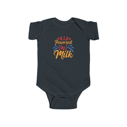 Infant Bodysuit - "Powered by Milk" Cute Baby Onesie, Newborn Gift