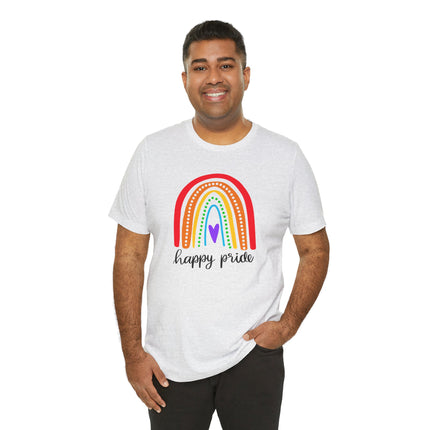 Pride Rainbow Tee — "Happy Pride" Short Sleeve Shirt