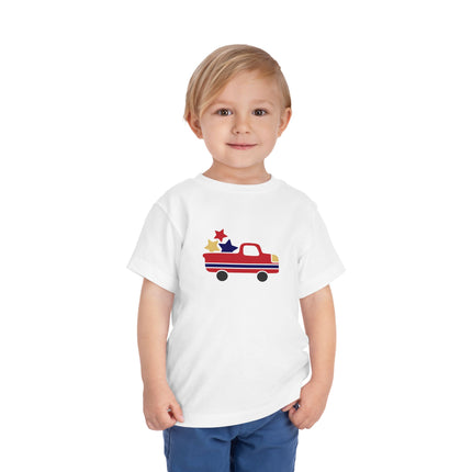Patriotic Striped Pickup Truck Toddler Tee | Stars Graphic