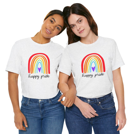 Pride Rainbow Tee — "Happy Pride" Short Sleeve Shirt
