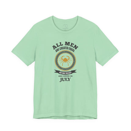 All Men Are Created Equal July Birthday Tee | Zodiac Cancer Emblem