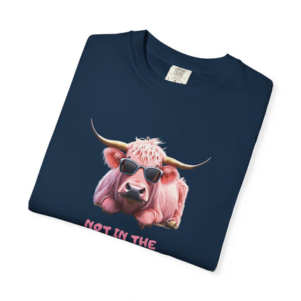 Pink Cow Illustration Not In The Mood For Love T-Shirt | Cute Cool Cow Tee