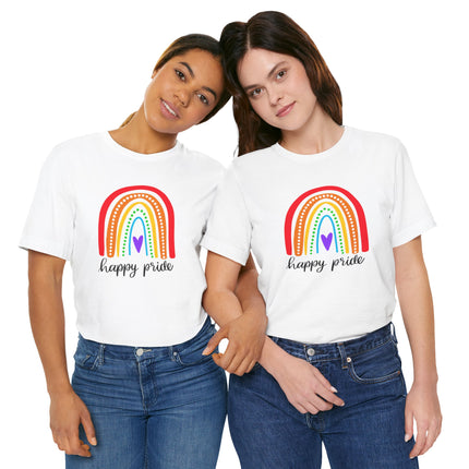 Pride Rainbow Tee — "Happy Pride" Short Sleeve Shirt