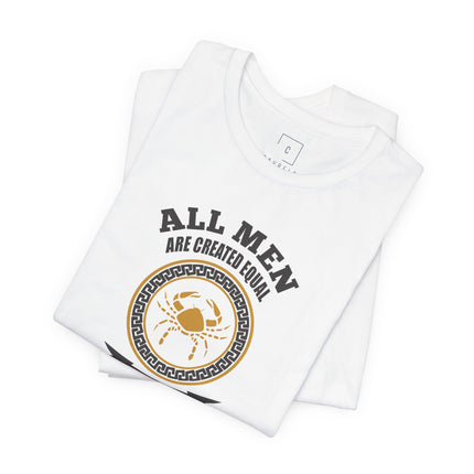 All Men Are Created Equal July Birthday Tee | Zodiac Cancer Emblem