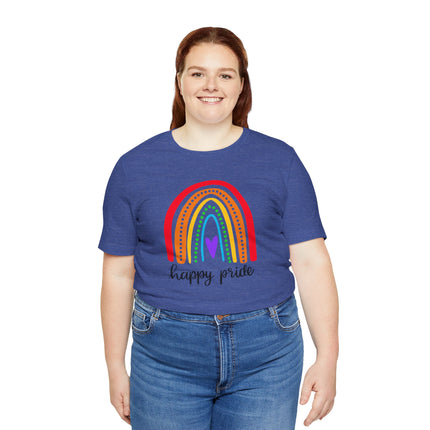 Pride Rainbow Tee — "Happy Pride" Short Sleeve Shirt