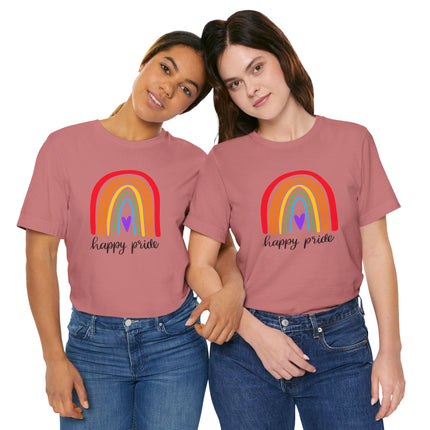 Pride Rainbow Tee — "Happy Pride" Short Sleeve Shirt