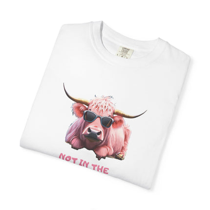 Pink Cow Illustration Not In The Mood For Love T-Shirt | Cute Cool Cow Tee