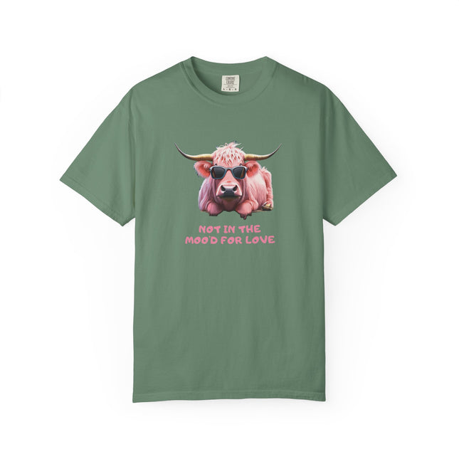 Pink Cow Illustration Not In The Mood For Love T-Shirt | Cute Cool Cow Tee